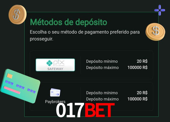 O cassino 017bet oferece uma grande variedade de métodos de pagamento